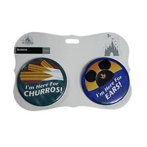 Disney Parks Button Set I’m Here For CHURROS & I’m Here For EARS! New
